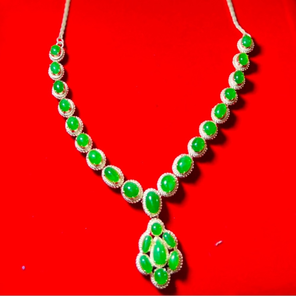 Unique Rare Burmese Natural Jade Necklace with pendant. Beautifully handmade.